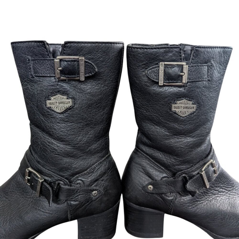 Harley-Davidson Black Leather Zip Up Women's Boots - Size 7.5 - Picture 14 of 15